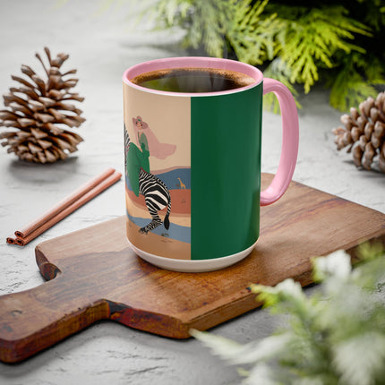 Zebra Rider Colorful Mugs – Safari Chic & Art Deco Adventure