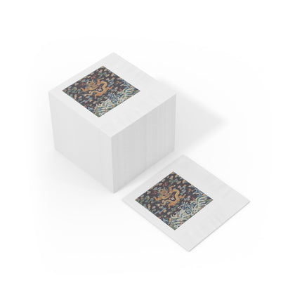 Rank Badge with Dragon with Deer Hooves White Coined Napkins