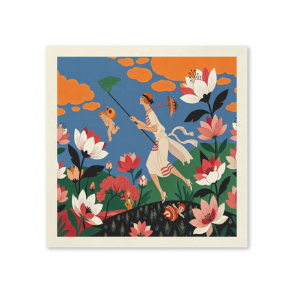 🪁🌺 The Lady Of The Flying Garden Napkins – Art Deco Floral Fantasy
