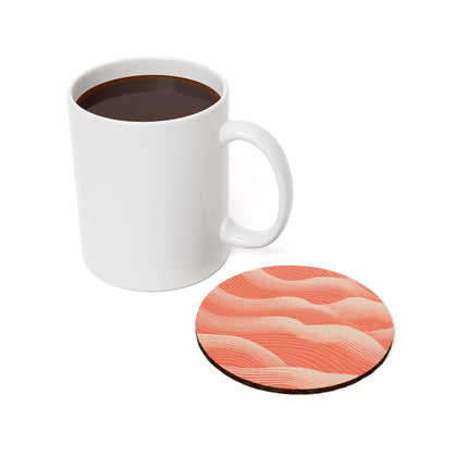 Hues of Orange and Beige Wave Pattern Cork Back Coaster