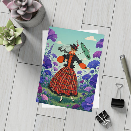 🌺✨ The Enchanted Flower Promenade Postcards With Envelopes – Art Deco Fashion Whimsy