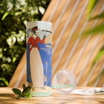 Costume de Yacht by George Barbier Skinny Tumbler with Straw, 20oz