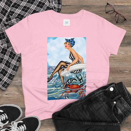 Playful Waves and Fashion Follies Women's Midweight Cotton Tee
