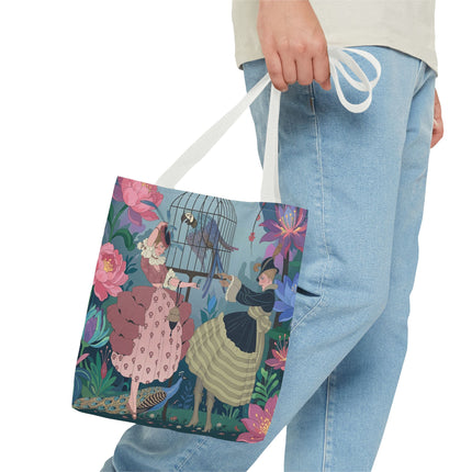🦜🌸 The Ladies Of The Enchanted Aviary Tote Bag – Art Deco Floral Fantasy