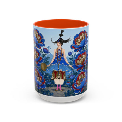 💙🌺 The Sapphire Blossom Garden Dancer Colorful Mug – Art Deco Fashion Fantasy