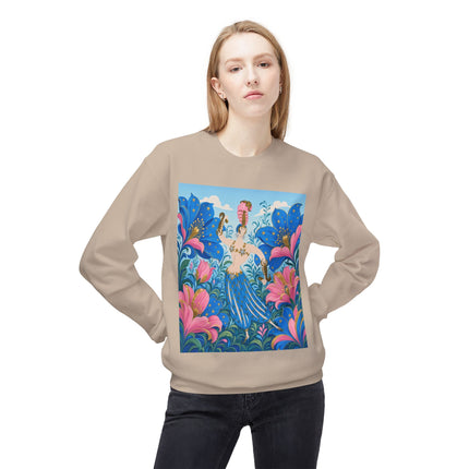 🌟🌸 The Starry Blossom Garden Dancer Midweight Crewneck Sweatshirt – Art Deco Floral Fantasy