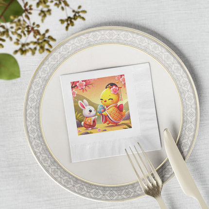 Whimsical Springtime Exchange White Coined Napkins
