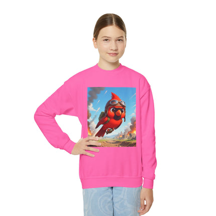 Cardinal Dive Bomber Youth Crewneck Sweatshirt – Action, Courage & High-Flying Adventure
