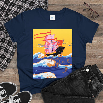 Golden Seas and Whimsical Dreams Women's Midweight Cotton Tee