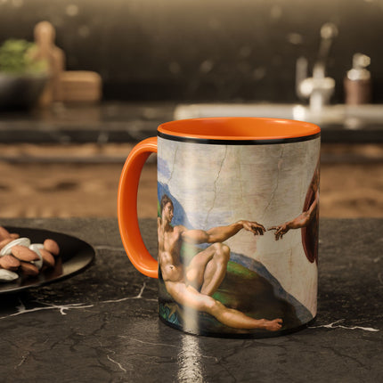 The Creation of Adam by Michelangelo Buonarroti Colorful Mugs (11oz, 15oz)