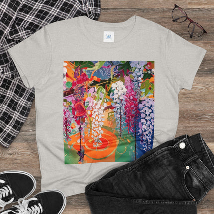 Women's Golden Wisteria Print Midweight Cotton Tee