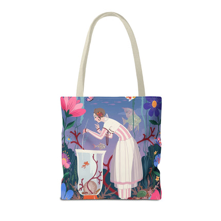 🐠🌸 The Lady Of The Enchanted Aquarium Tote Bag – Art Deco Garden Fantasy
