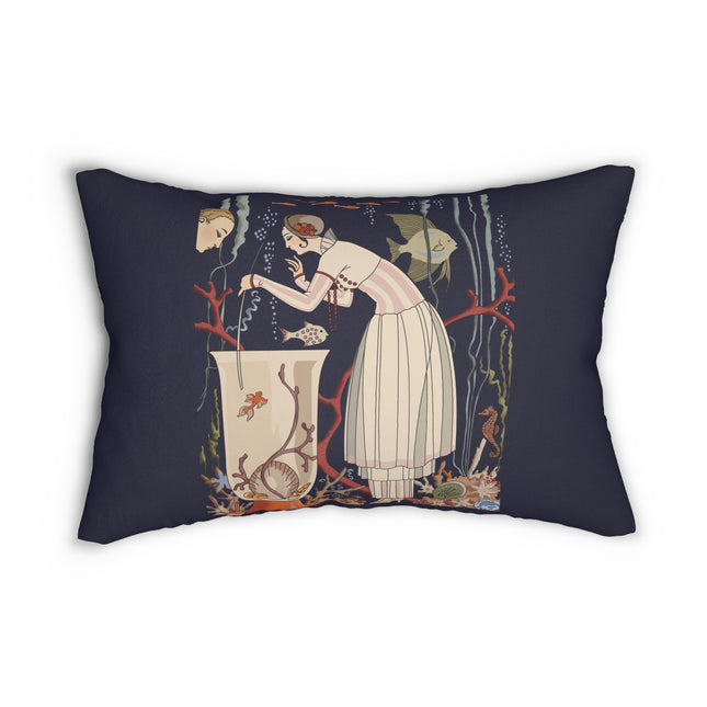 L'Etourdissant Petit Poisson (The Dazzling Little Fish) by George Barbier Spun Polyester Lumbar Pillow
