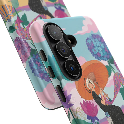 🌊☂️ The Lady Of The Flowered Seashore Phone Case – Art Deco Seaside Fashion