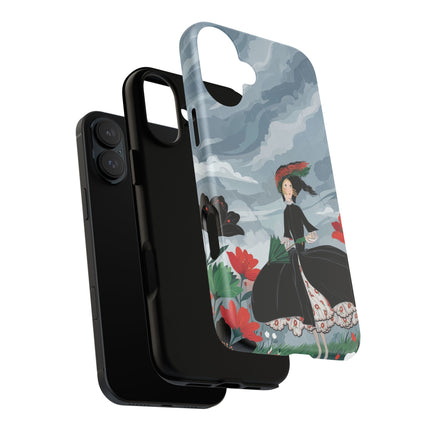 🌧️🌺 The Stormy Flower Walk Phone Case – Art Deco Floral Fashion
