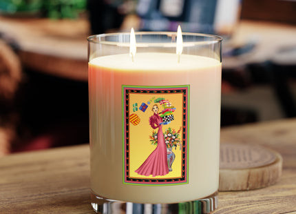 Elegant Holiday Woman with Gifts Scented Candle - Full Glass, 11oz