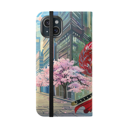🦁🦊⚔️ Cyberpunk Lion Samurai Flip Case – Futuristic Honor & Kitsune Spirit