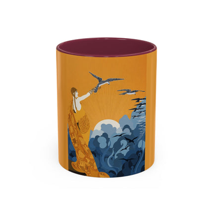Falcon Mistress Colorful Mugs – Art Deco Majesty & Mythic Freedom