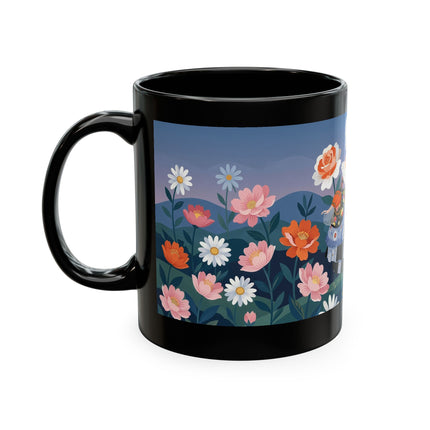 🌸🎭 The Lady Of The Floral Masquerade Garden Ceramic Mug – Art Deco Fashion Whimsy