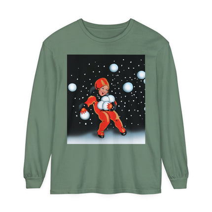 Festive Snowball Unisex Garment-dyed Long Sleeve T-Shirt