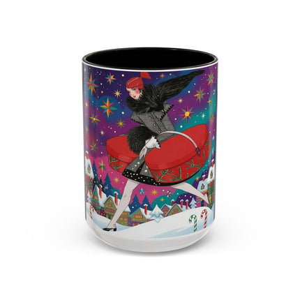 🎁✨ The Lady Of The Christmas Hatbox Colorful Mug – Art Deco Holiday Fantasy