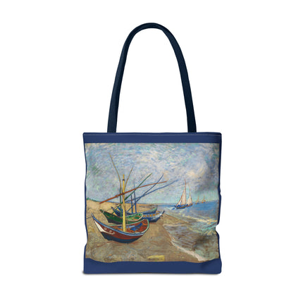 Fishing Boats on the Beach at Saintes-Maries by Vincent Van Gogh Tote Bag (AOP)