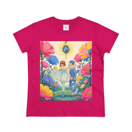 🌸🏮 The Lantern Garden Stroll Cotton Tee – Art Deco Floral Whimsy
