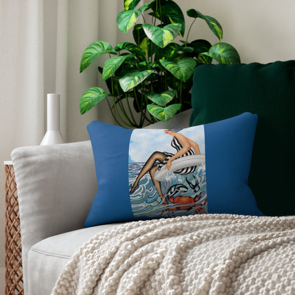 Playful Waves and Fashion Follies Spun Polyester Lumbar Pillow