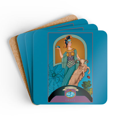 Pisces Zodiac Design – March & Aquamarine by Sofia Chiostri | Corkwood Coaster Set
