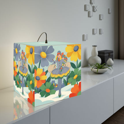 ❄️🌼 The Winter Flower Wanderer Light Cube Lamp – Colorful Art Deco Snow Fantasy