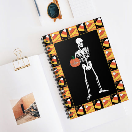 Candy Corn Skeleton Spiral Notebook - Ruled Line