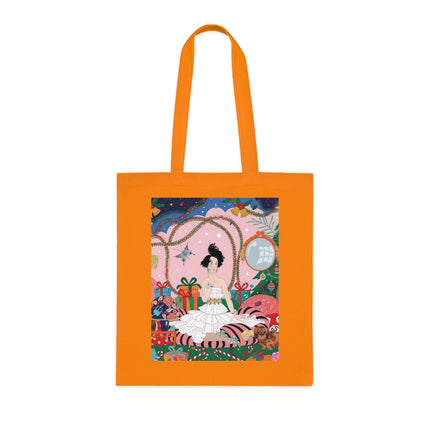 🎄🌹 Christmas Morning In The Rose Parlor Cotton Tote Bag – Art Deco Holiday Romance