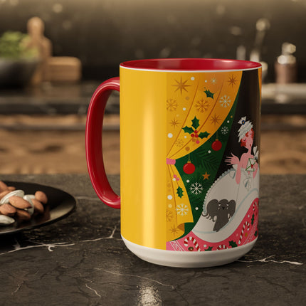 💌🎄 The Christmas Letter Of Holly House Colorful Mug – Whimsical Art Deco Holiday Charm