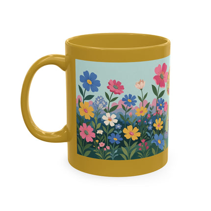 🌼🪭 The Lady Of The Grand Flower Garden Ceramic Mug – Art Deco Garden Whimsy