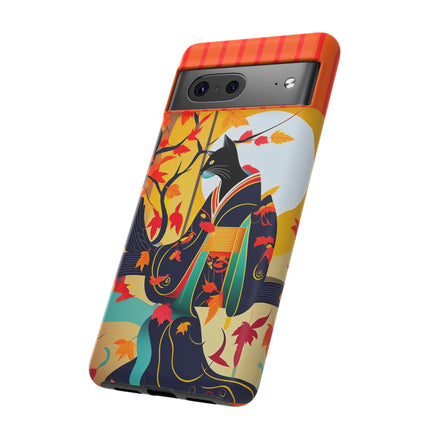 Black Cat in Kimono Phone Cases