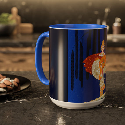 Celestial Melody Colorful Mug (11oz, 15oz) – Musical Grace, Starlit Beauty & Art Deco Elegance