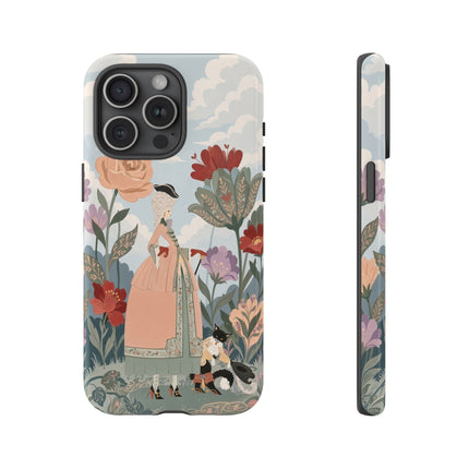 🌹🐈 The Lady And Puss In Boots Phone Case – Art Deco Floral Whimsy