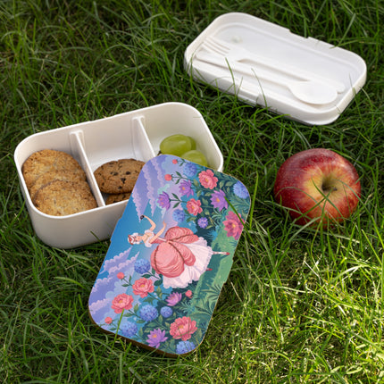 🎭🌸 The Lady Of The Secret Masquerade Bento Lunch Box – Art Deco Garden Fantasy