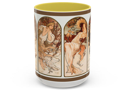 The Seasons by Alphonse Maria Mucha Colorful Mugs (11oz, 15oz)