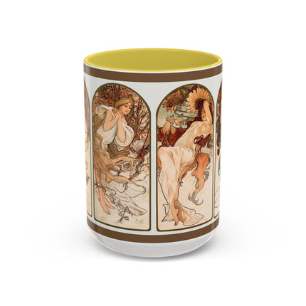 The Seasons by Alphonse Maria Mucha Colorful Mugs (11oz, 15oz)
