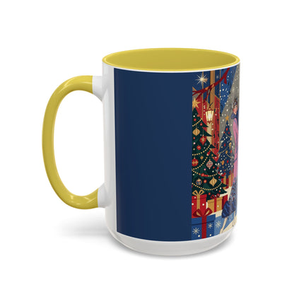 🎩🎄 Christmas Eve Promenade Colorful Mug – Art Deco Holiday Elegance