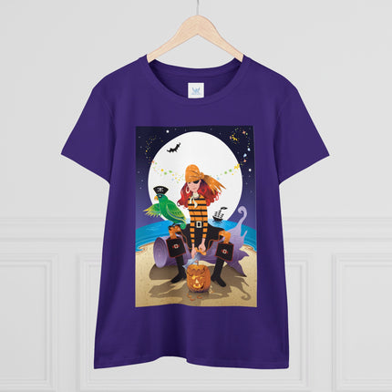 Moonlit Pirate Halloween Women's Midweight Cotton Tee