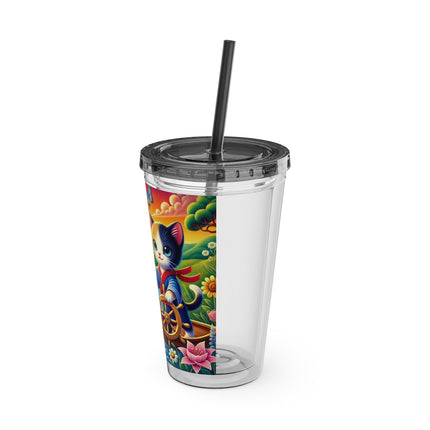 Sailor Kitten’s River Adventure Sunsplash Tumbler with Straw, 16oz