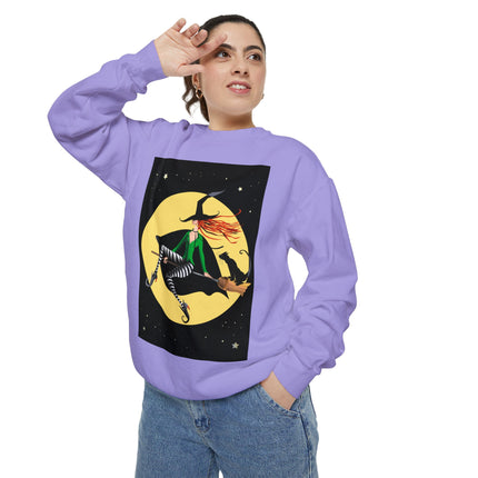 A Witch’s Moonlit Flight Unisex Garment-Dyed Sweatshirt