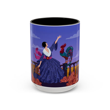 The Dawn Serenade Colorful Mug (11oz, 15oz) – Rooster Beauty, Morning Charm & Art Deco Elegance