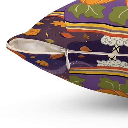 🎃🌙 The Pumpkin Moon Dress Square Pillow – Whimsical Halloween Fashion