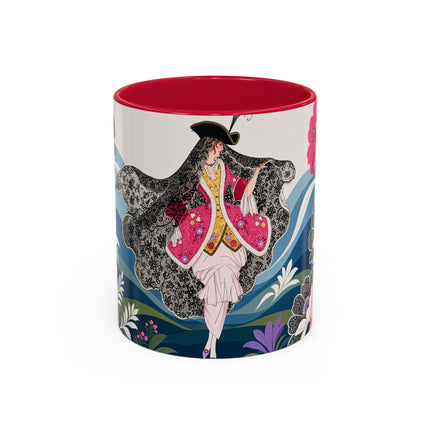 🌸🎀 The Pink Lace Garden Promenade Colorful Mug – Art Deco Fashion Elegance