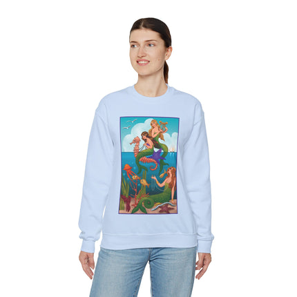 Three Mermaids with Strings of Pearls by Carlo Chiostri Heavy Blend™ Crewneck Sweatshirt
