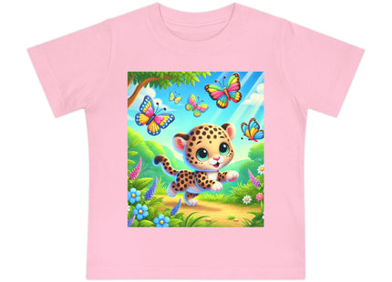 Butterfly Chase Leopard Cub Baby Short Sleeve T-Shirt
