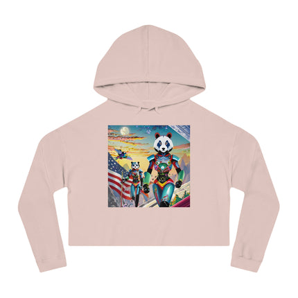 Cyber Punk Robots Cropped Hooded Sweatshirt